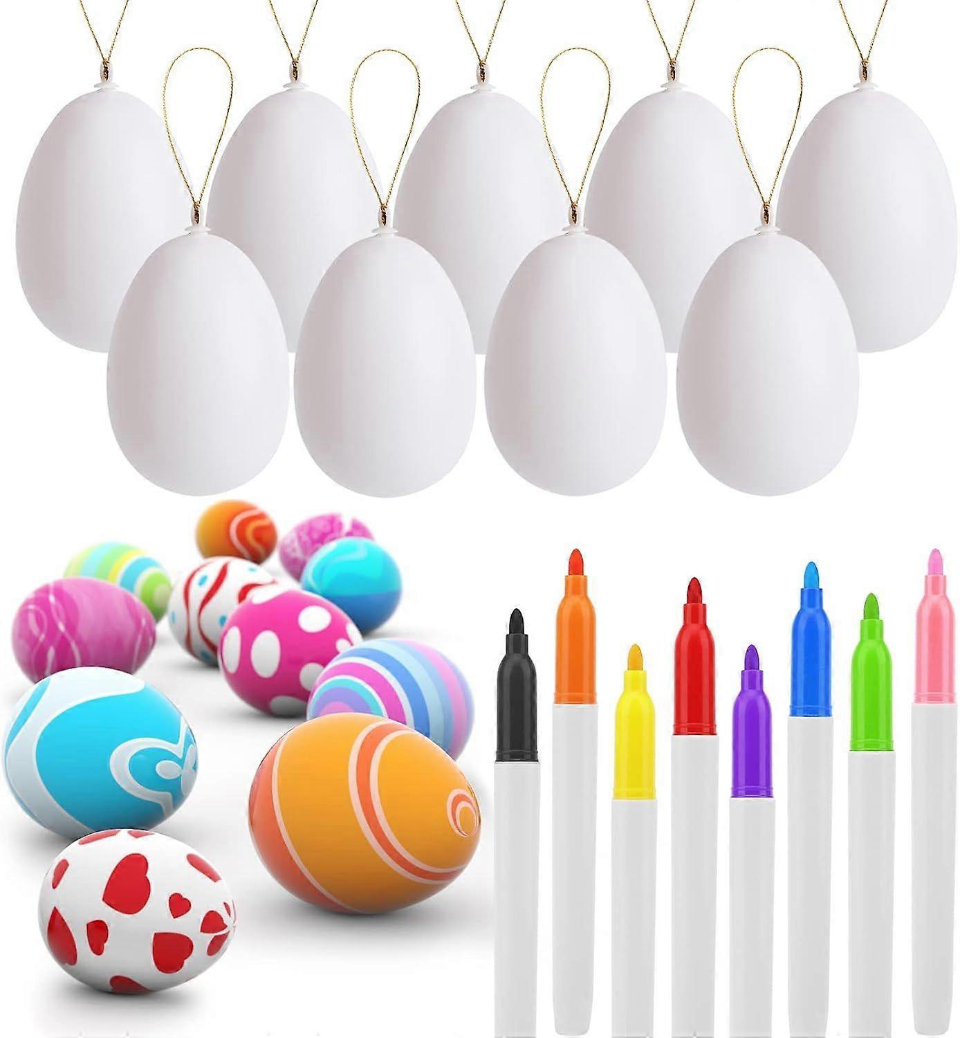 72 white empty Easter eggs with 8 pens [XR]