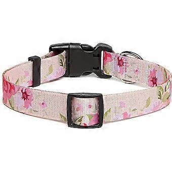 Dog Collar FashionPattern QuickReleaseBuckle Classic Adjustable Nylon S M L Dogs Pink M