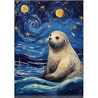Quebra-cabeça Noite Estrelada com Foca AZQ755