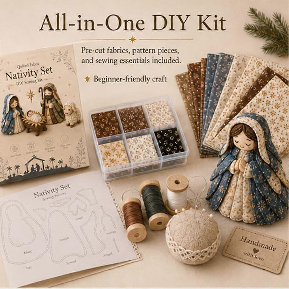 DIY Patchwork Julkrubba Syset, Handstygnsmaterial, Festlig Heminredning Handgjord Set