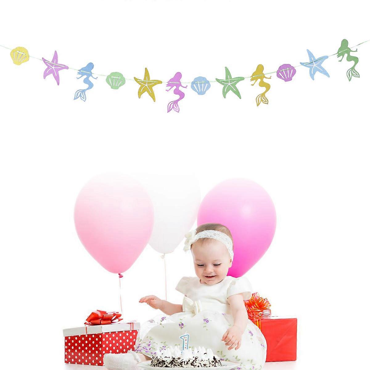 Mermaid Sea Star Shell Patterned Pull Flag for Party Decoration
