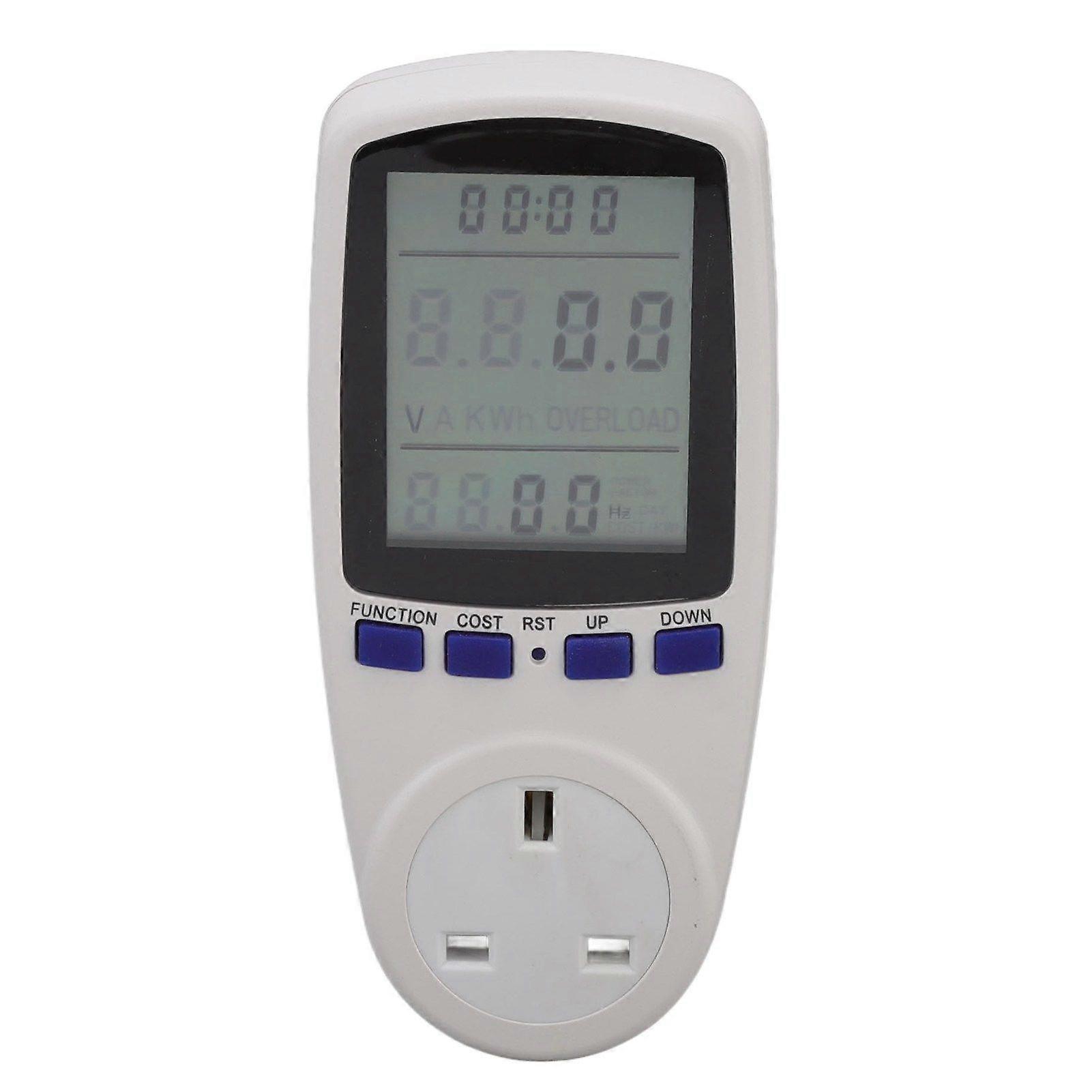 Power Meter Socket LCD Display Overload Protection LED Light Digital Electricity Analyzer Monitor(YMCAT)