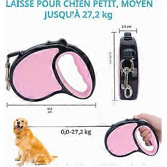 Retractable dog leash, 4.8 m, with non-slip handle, durable nylon leash, tangle-free, hand brake, pause, lock