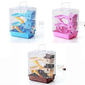 Blue Double Layers Hamster Cage Villa Cage for Small Pets with Leak Proof Water Jug