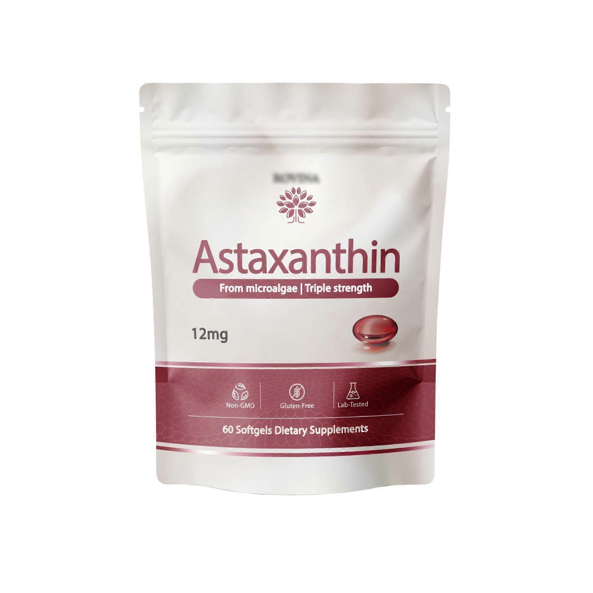 Astaxanthin 12mg Softgels, 60 Count, Microalgae Source Dietary Supplement