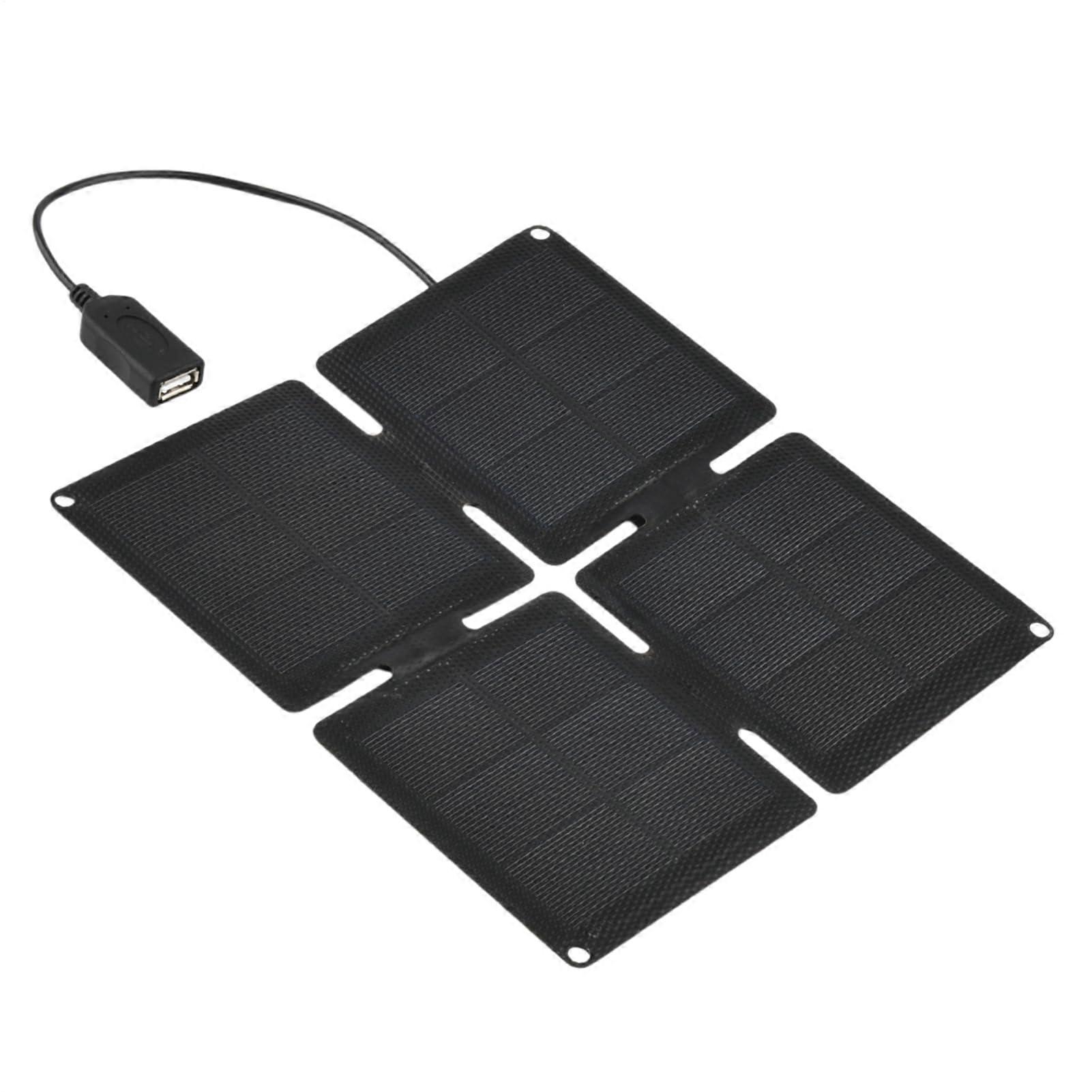 Black Foldable Portable High-Efficiency Solar Panel Charger for Camping