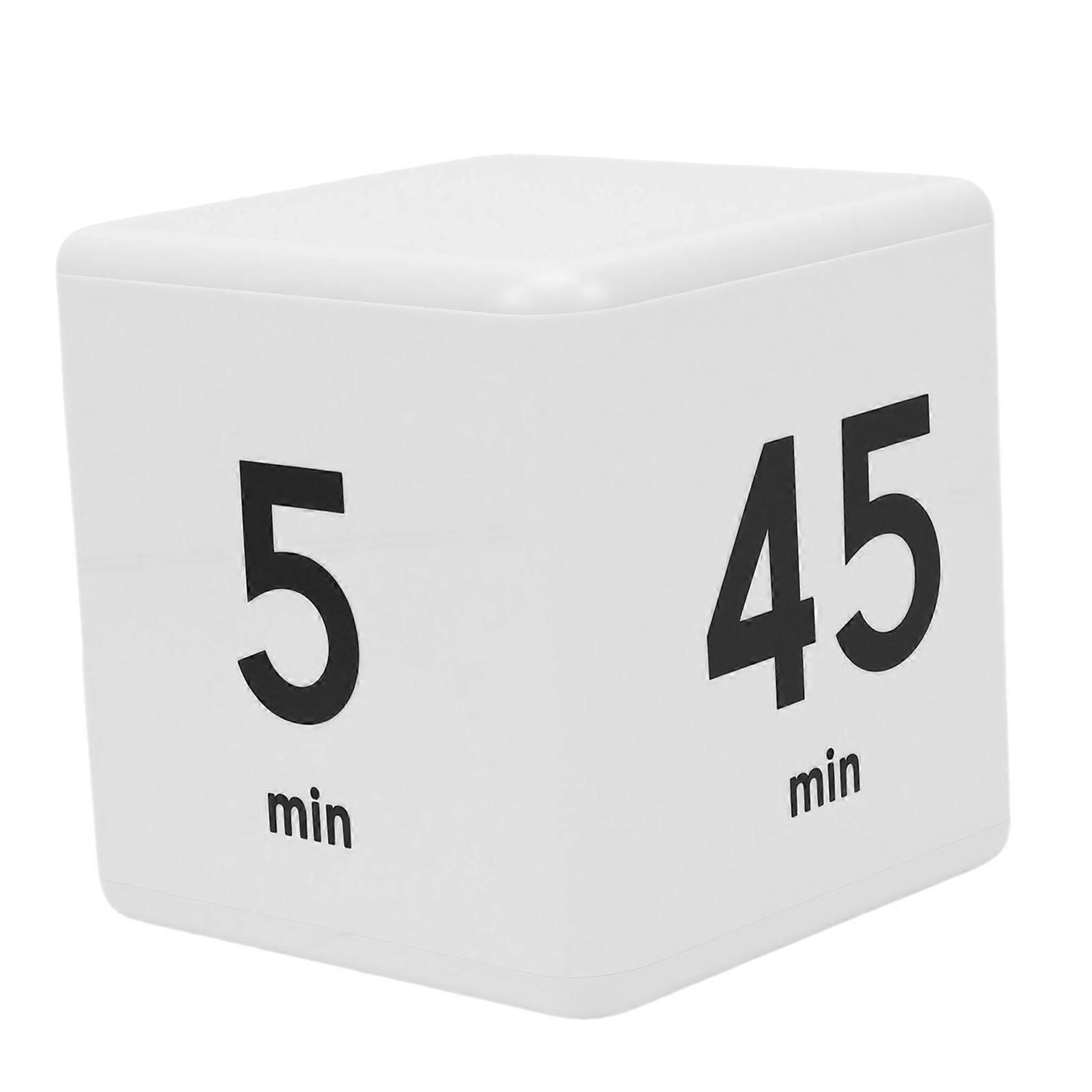 Countdown Timer Cube Design Multiple Time Settings 5 15 25 45 Minutes Study Timer for Students White
