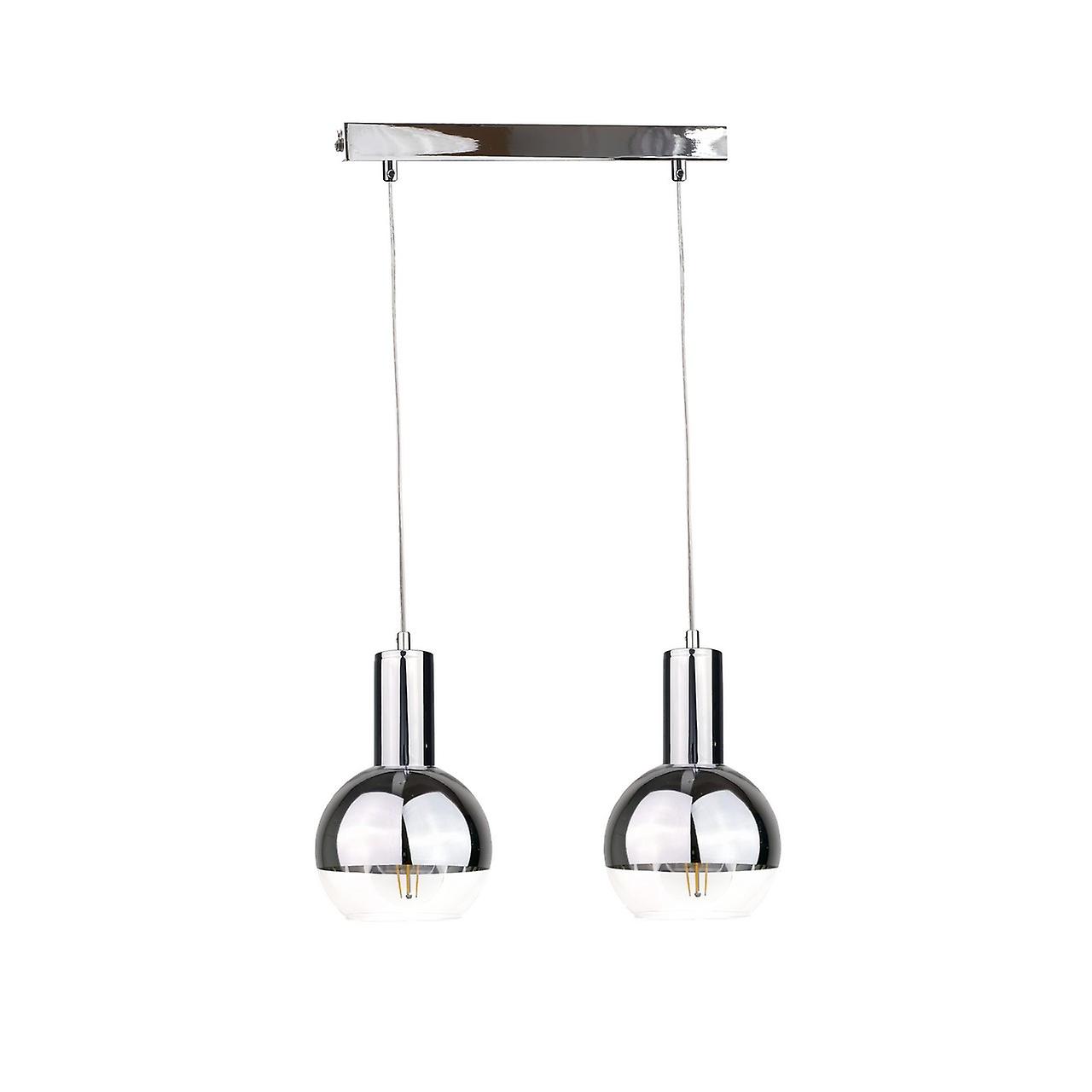 Ice Bar Pendant Ceiling Light Silver, 50cm, 2x E27