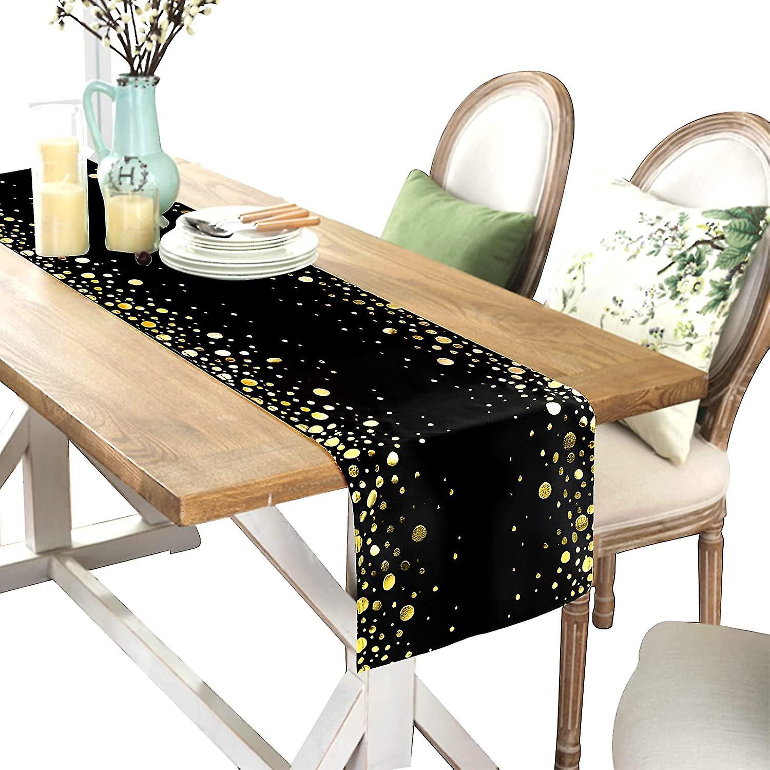 30cm X 183cm Table Runner Black Gold, Table Runner Wipeable, Tablecloth High