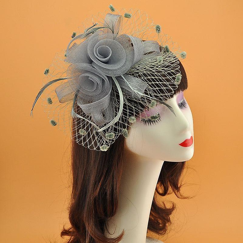 Female Vintage Bride Feather Headdress Cocktail Party Hair Accessories Top Hat Dress Accessories Kor