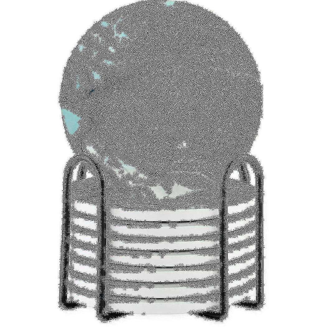 Ceramic Coasters For Drinks Water Absorbent,cork Marble Texture Coaster With Holder For Coffee Tabl