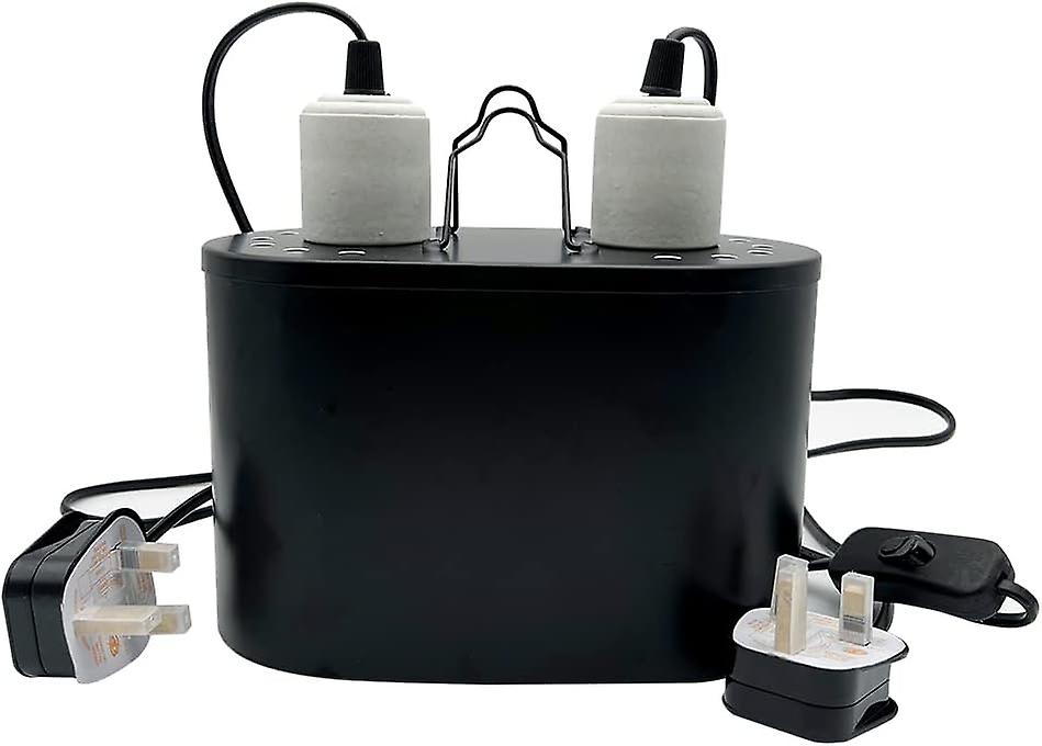 Dual Reptile lysarmatur For Reptile Dome Lampe Shade, Uvb UVA Oppvarming Lampe Fixture Dobbel Lampe Cap Combo An-Ti Hot Basket, Amfibie Terrarium Acces