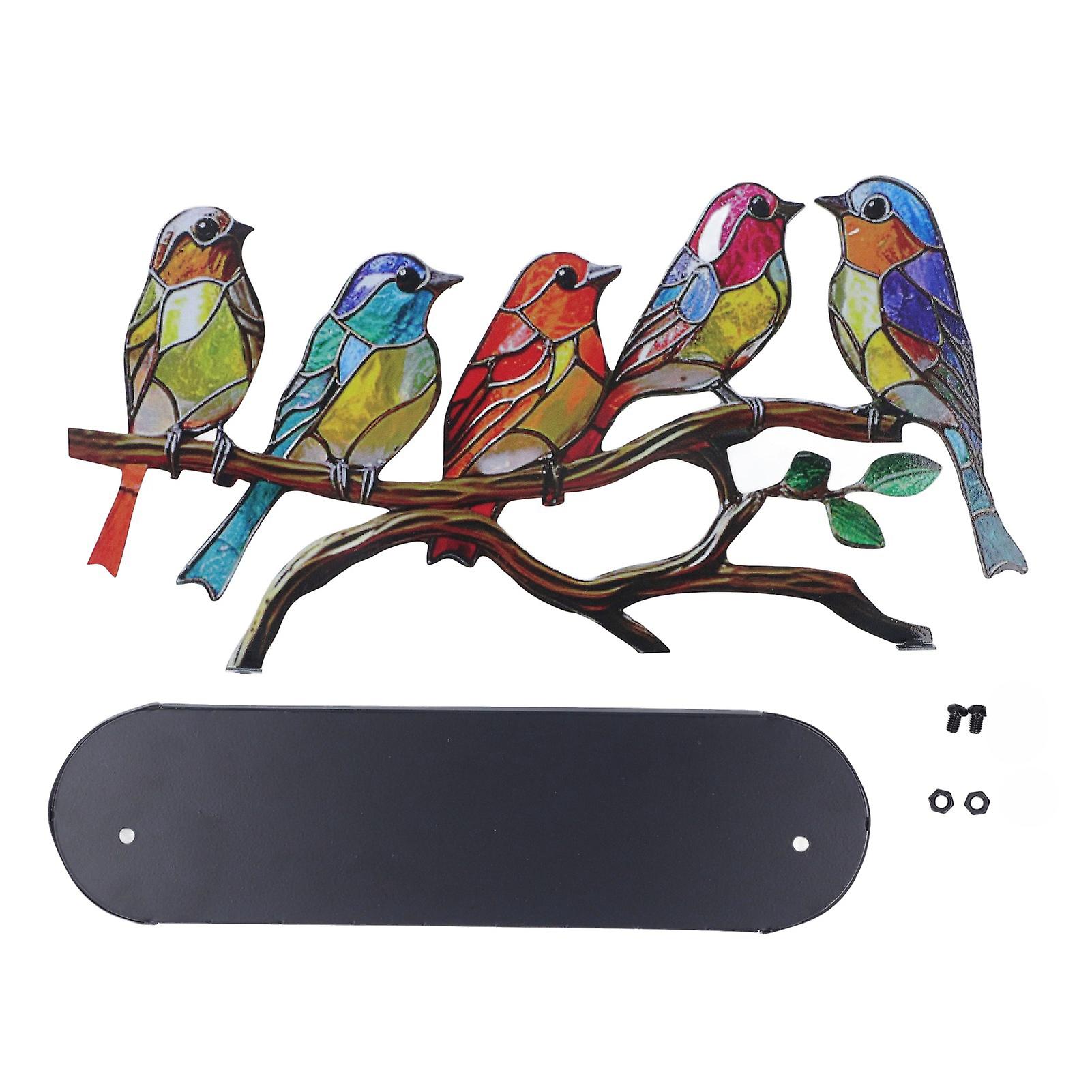 Metal Decorations, Multicolor Bird Series, Detachable Art Ornaments for Display Decompression (5 Birds)