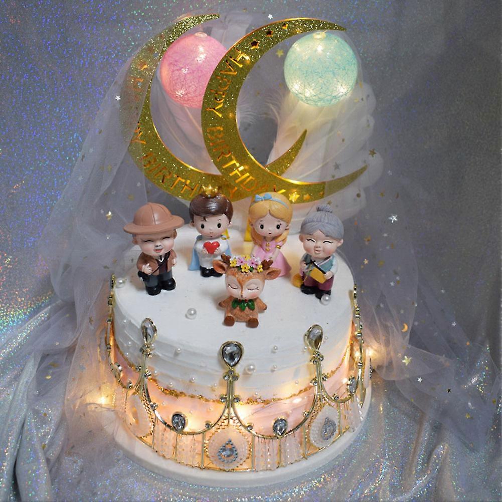Acrylic Crescent Moon Cake Decoration 22cm LED Plugin, Non-Toxic