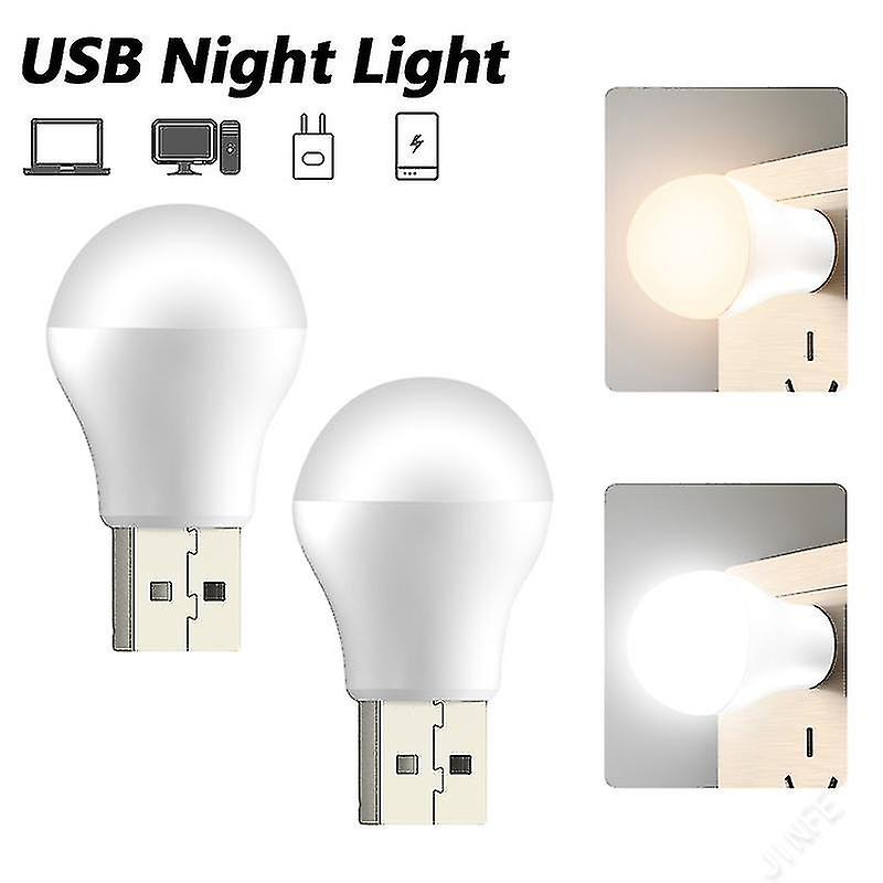 2pcs Usb Plug Lamp Computer Mobile Power Charging Usb Small Book Light Led Eye Protection Reading Light Usb Small Night Light Bulbs