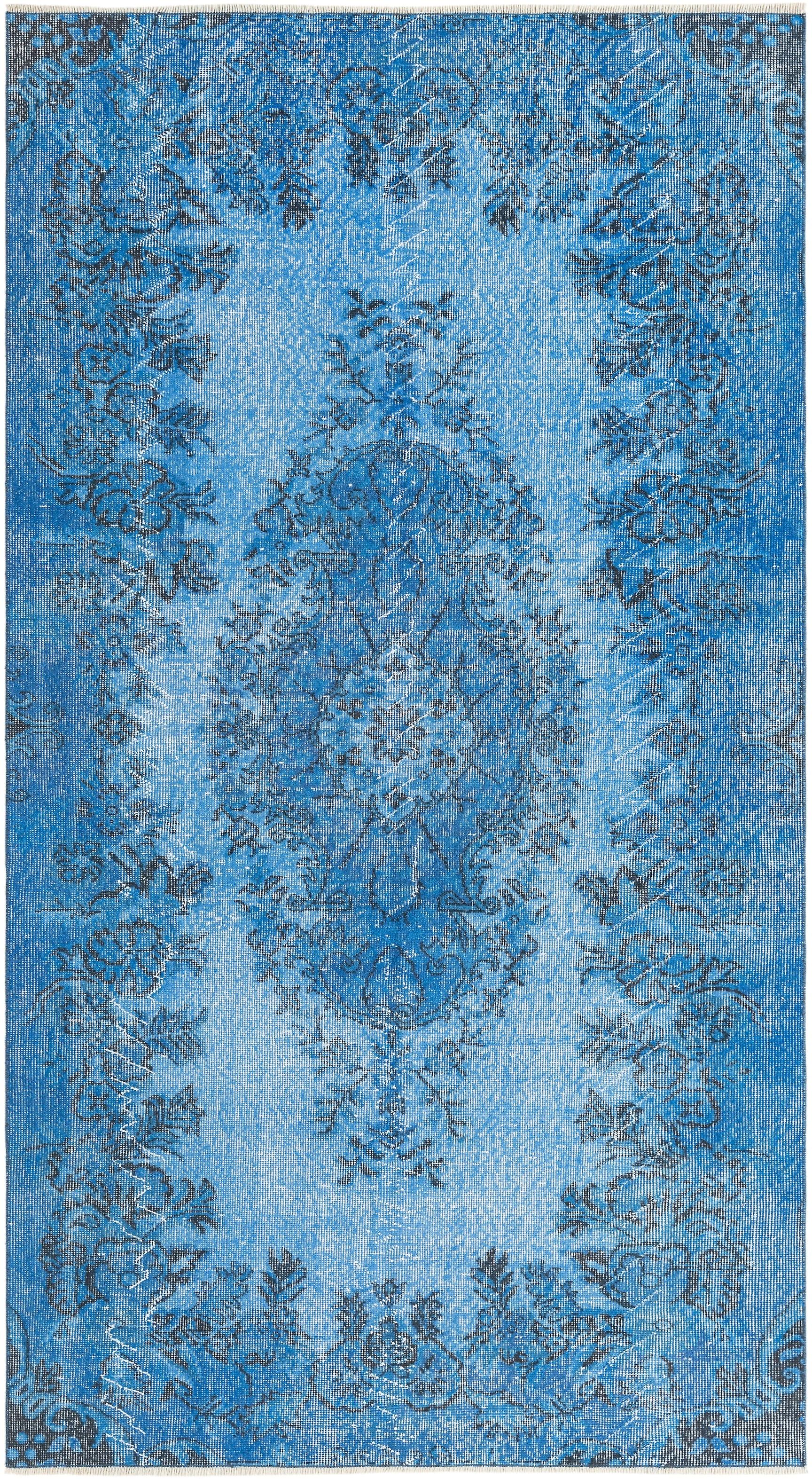 Hadorn ウルトラ ヴィンテージ 142x264 ブルー ハンドメイド ターキー ラグ