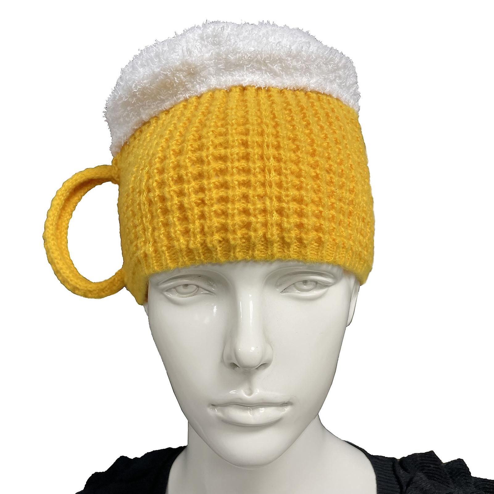 Lovely 3D Beer Mug Knitting Hat Keep Warm Cold-proof Comfy Beanie for Cycling Hiking