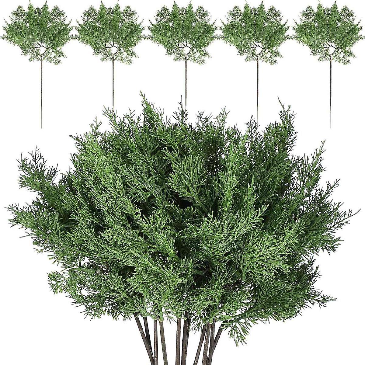 Christmas Pine Branches, 16.5 x 9 Inches Faux Branches Artificial Sprigs Picks (12 Pcs)