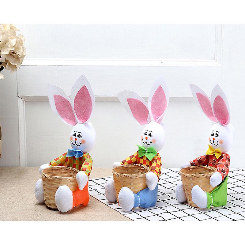 Easter DIY Handmade Bamboo Basket with Rabbit for Storaging Candy