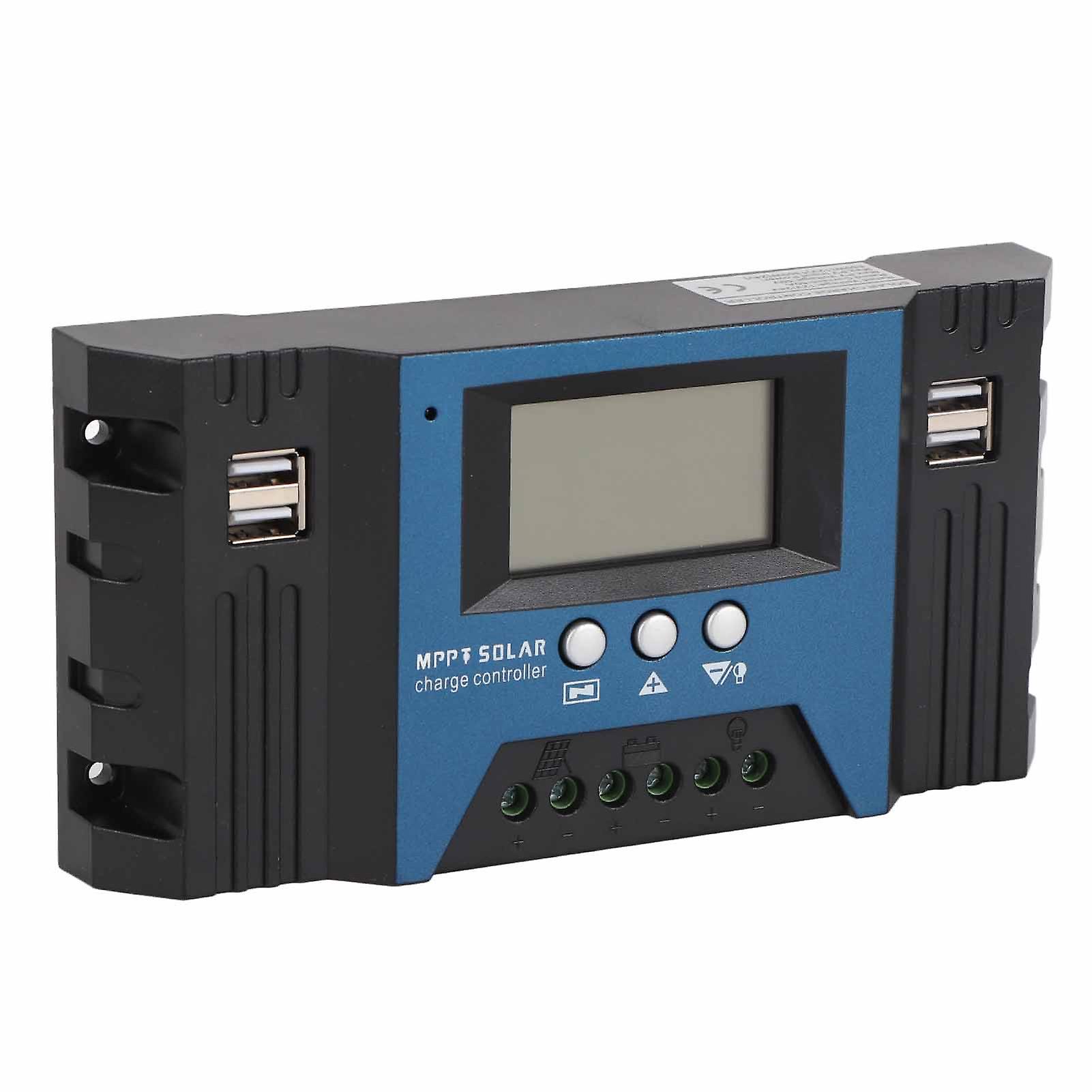 12V 24V Solar Charge Controller Regulator 4 USB Ports 5V 2.5A Parameter Adjustable LCD Display for Home RV Boat 50A