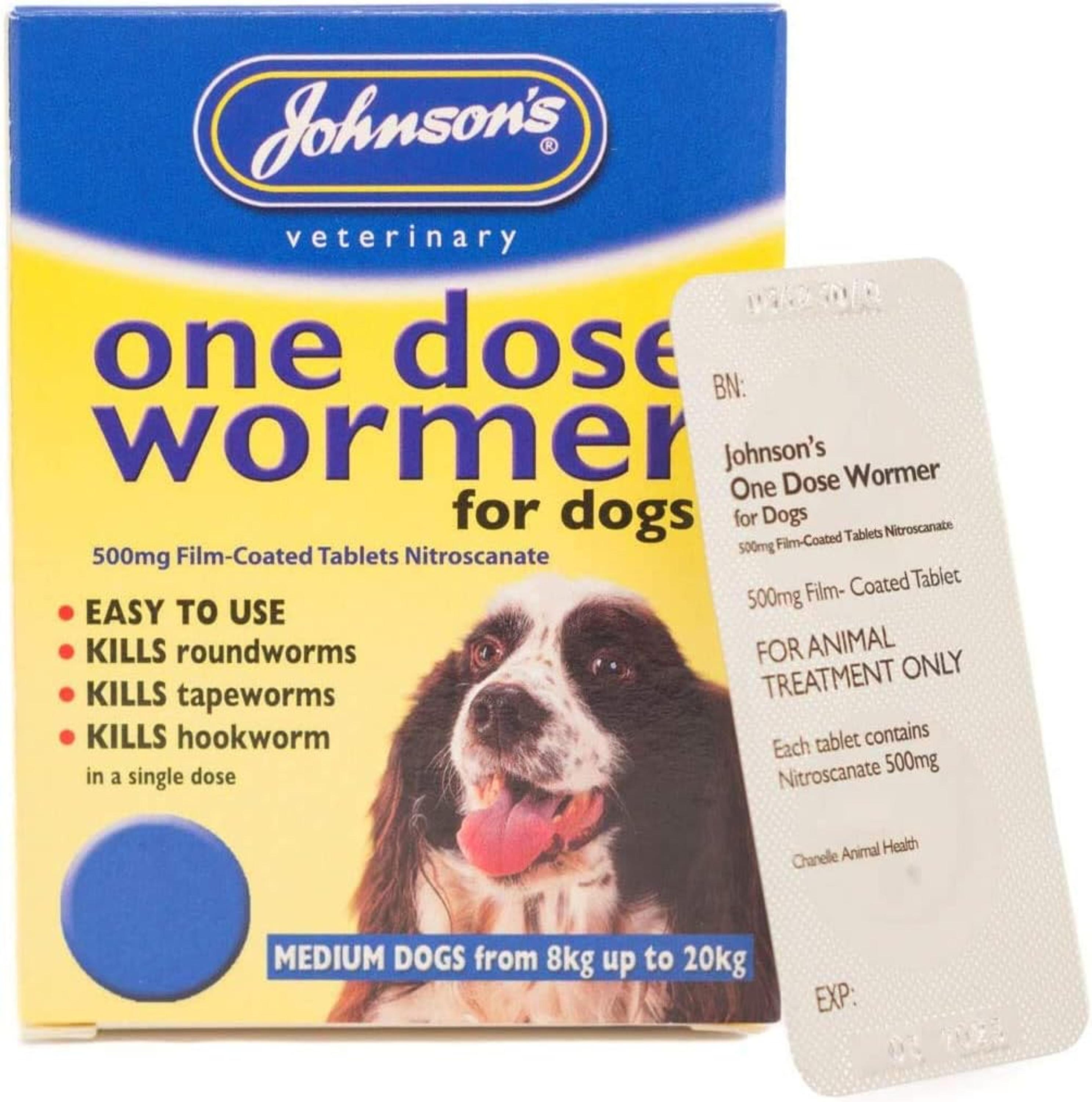 Johnson's One Dose Wormer for Medium Size Dog Size 2