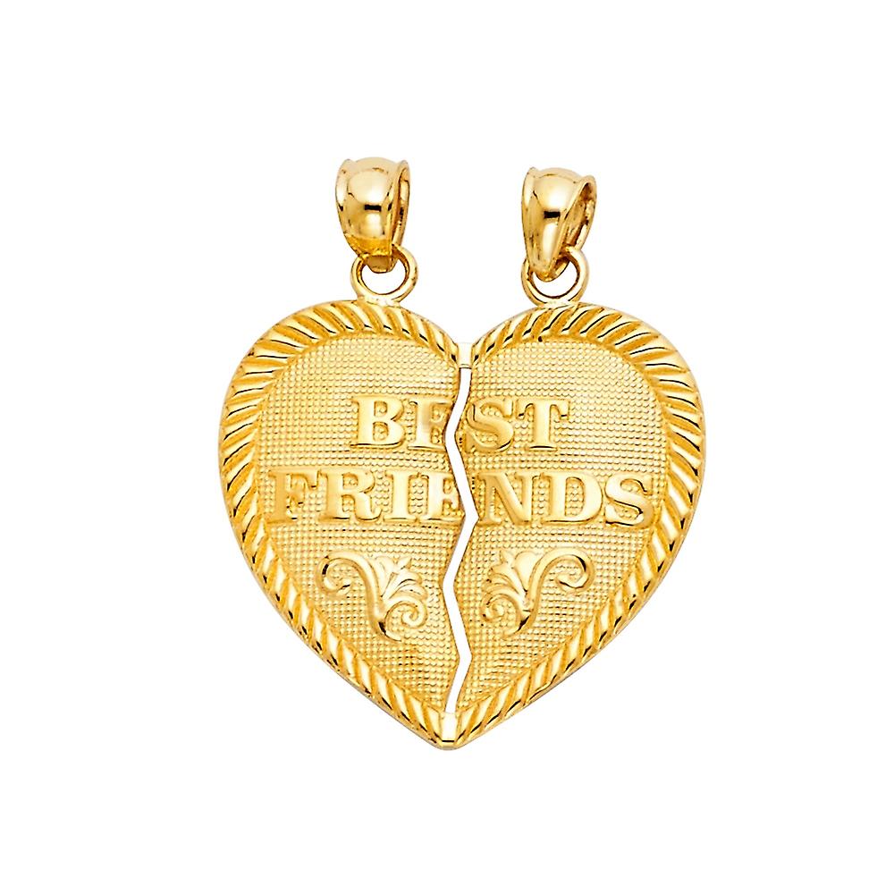 14k Yellow Gold Love Heart Pendant Necklace 22x25mm-Pendant for Women - 2.3 Grams