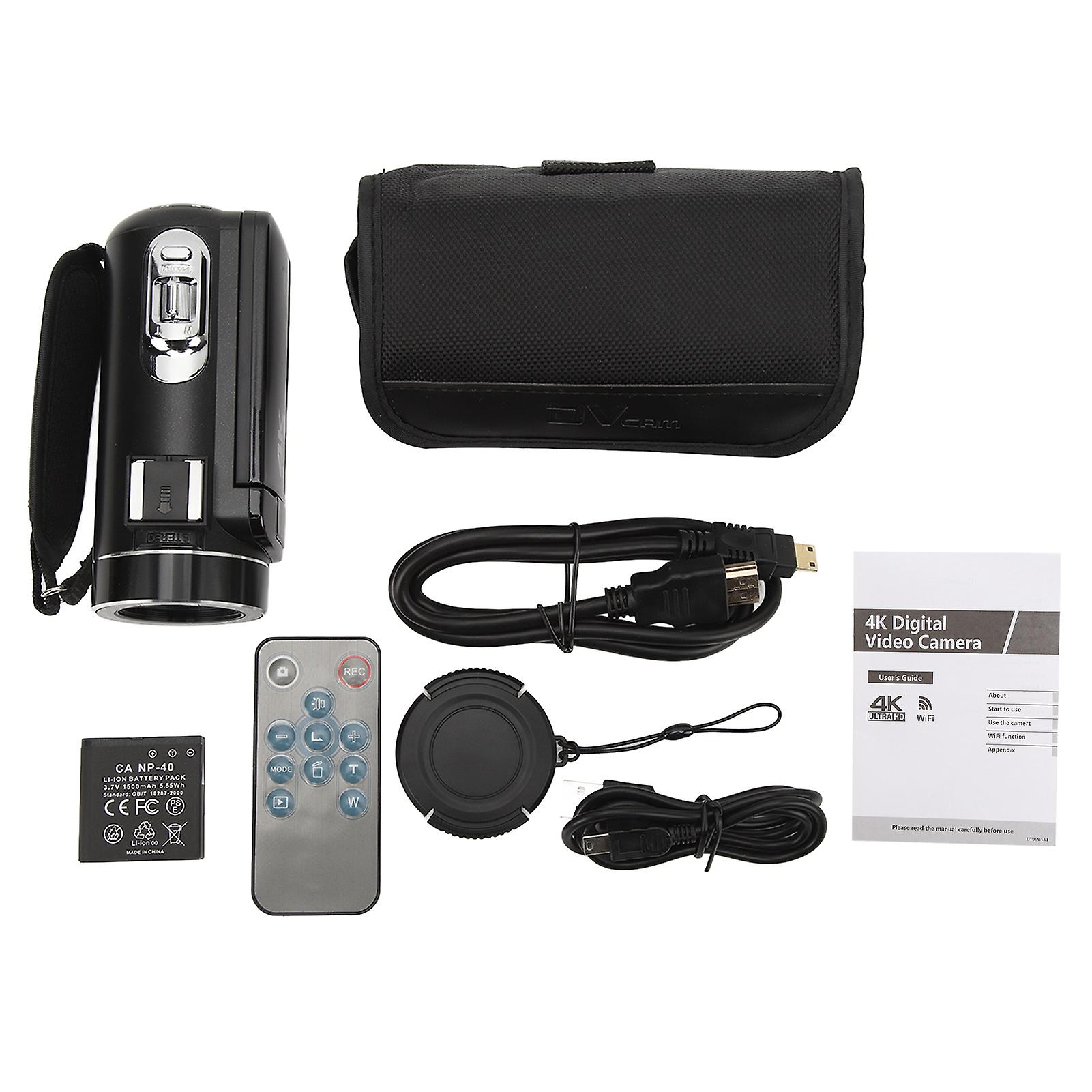 4K Video Camera Camcorder - 18X Zoom, WiFi, Remote Control, Fill Light, Vlogging Ready