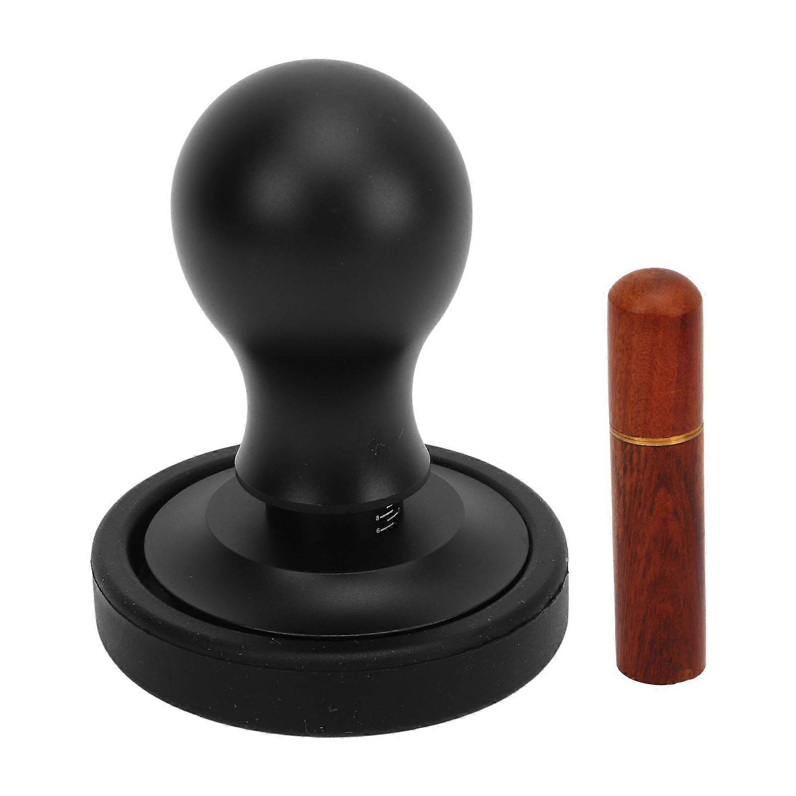 Coffee Tamper Stirrer Set Stainless Steel Base with Scale Spring Loaded Calibrated Tamper Distribution Tool for Cafe Home