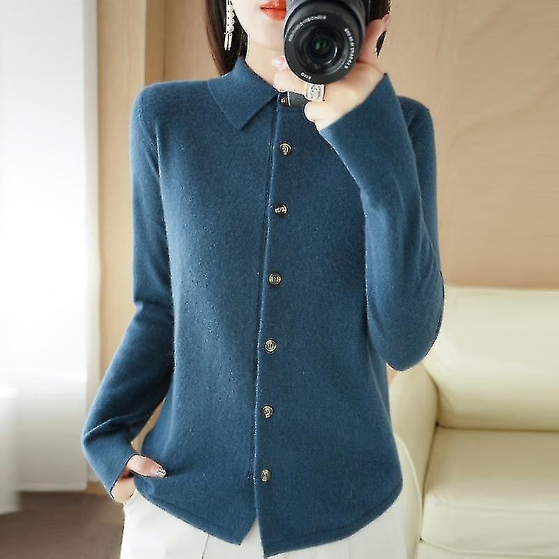 Women's Wool Knit Cardigan Jacket Loose Collar Sweater