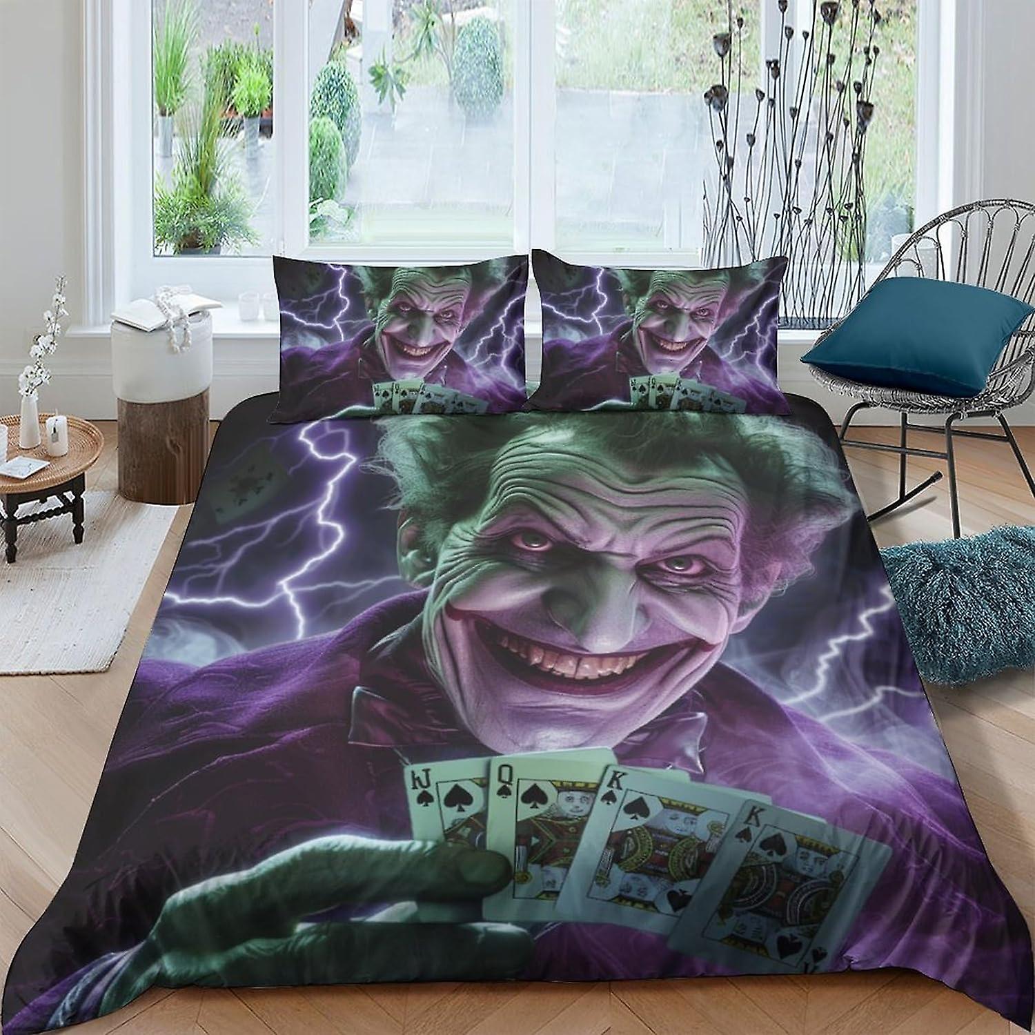 HOUKIG Joker Comforter Covers Duvet Cover for Teens And Adults 3D Print Joker Theme Quilt Cover with Pillow Cases Soft Microfiber Bedding Set with Zip