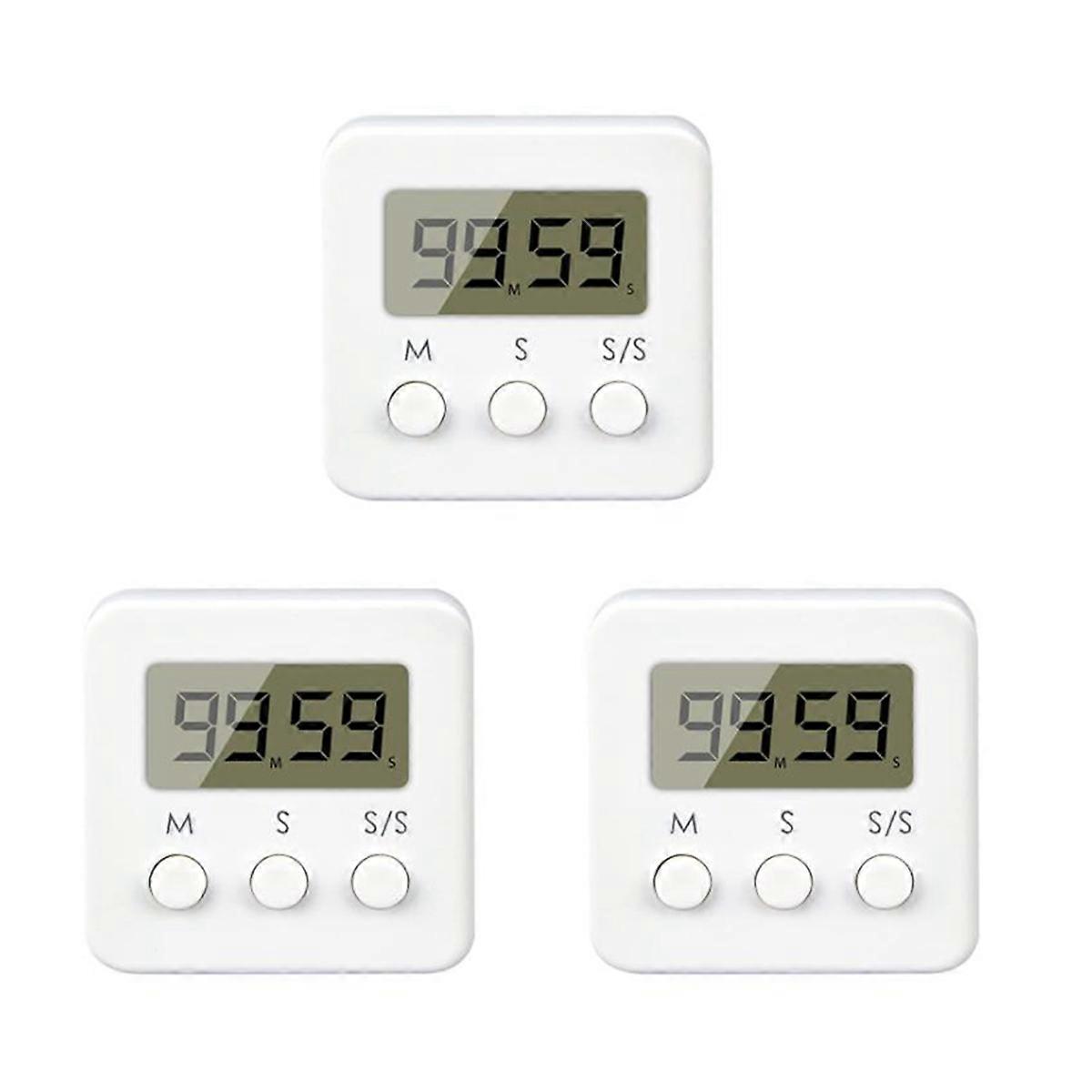 Digital Kitchen Timer,3Pcs Mini Short-Time Alarm Clock,Stopwatch Timer,Learning Timer,Countdown Sto