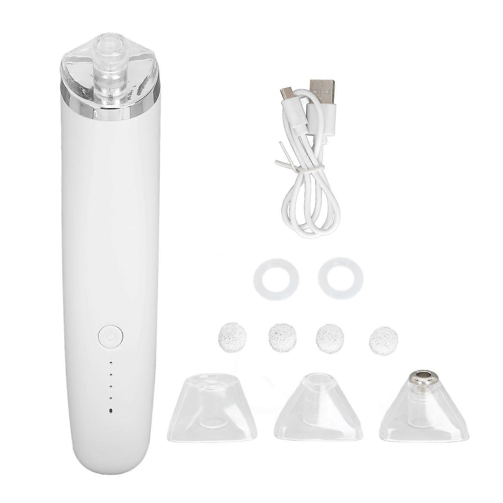 Blackhead Suction Device Electric Negative Pressure 4 Levels Pore Cleaner Pimple Blackhead Extractor With 3 Suction Heads White