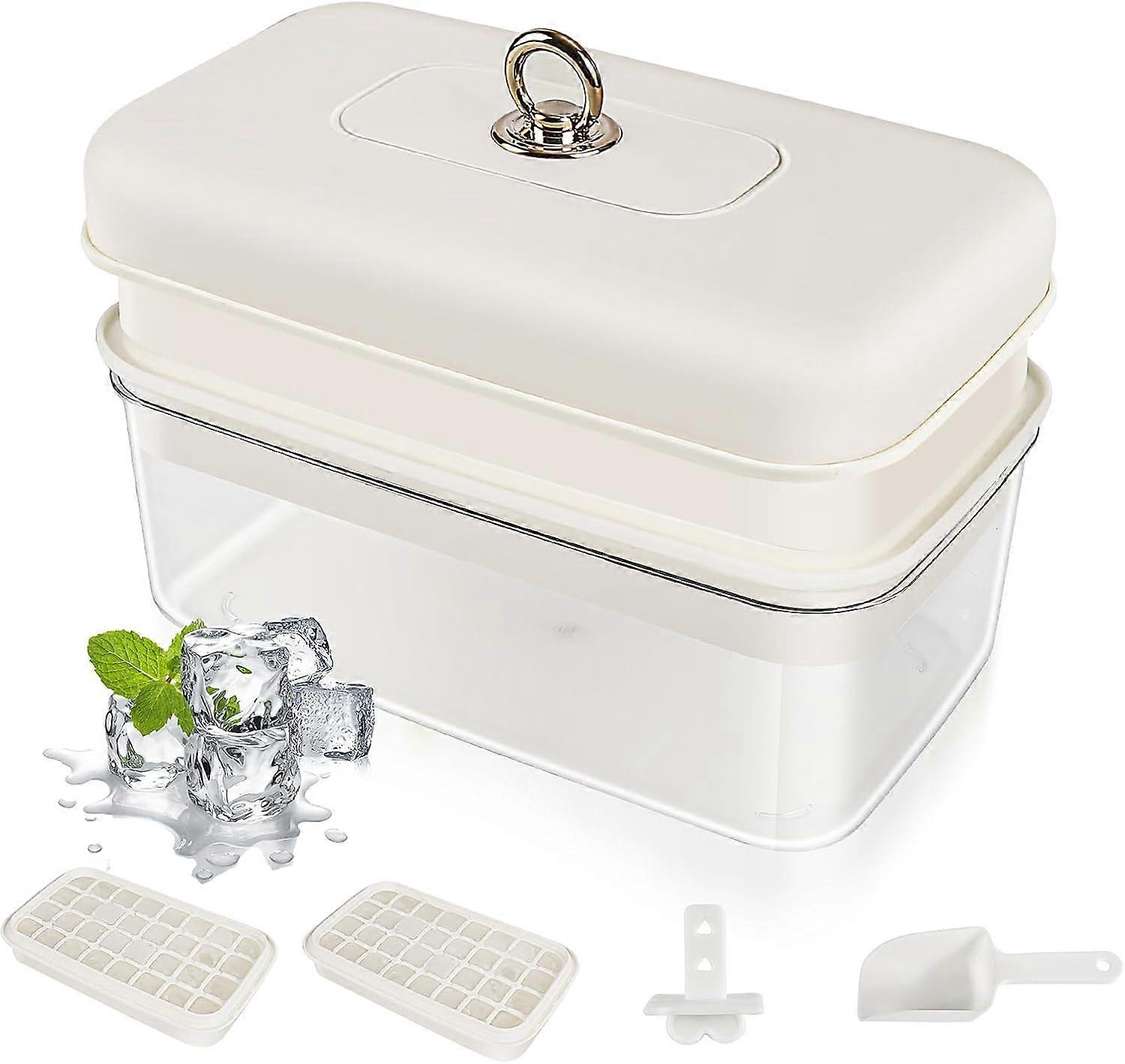 Ice Cube Tray, 64 Ice Cube Molds Ice Cube Tray with Storage Box and Scoop, Stackable Silicone Ice Cube Trays