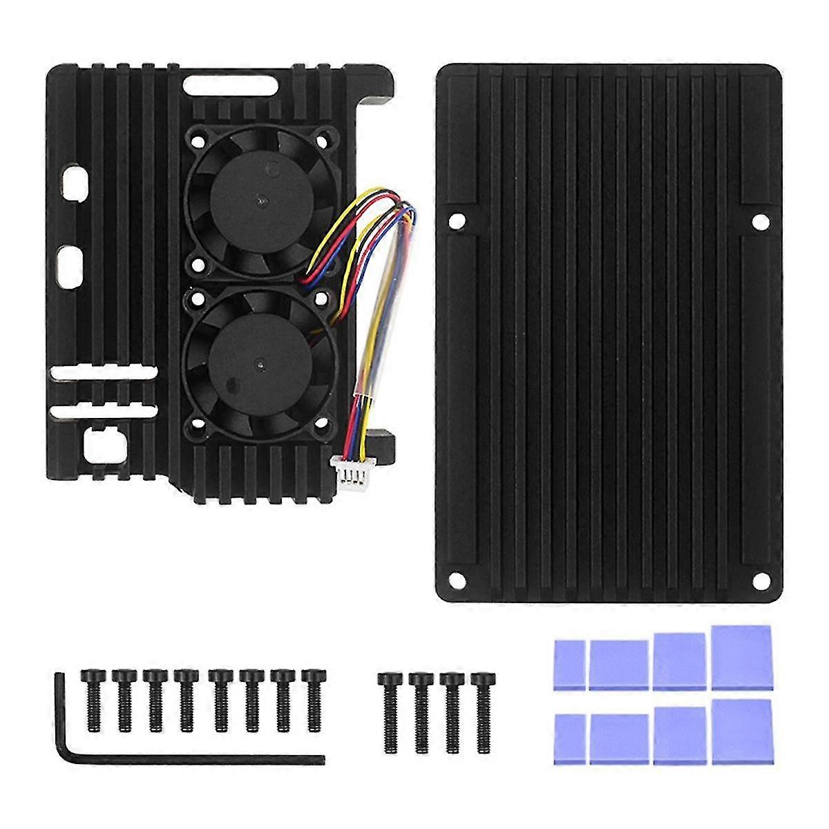 For For 5 Aluminum Alloy Case Heatsink Cooler, Passive Cooling Case for 5 with Dual Cooling Fan
