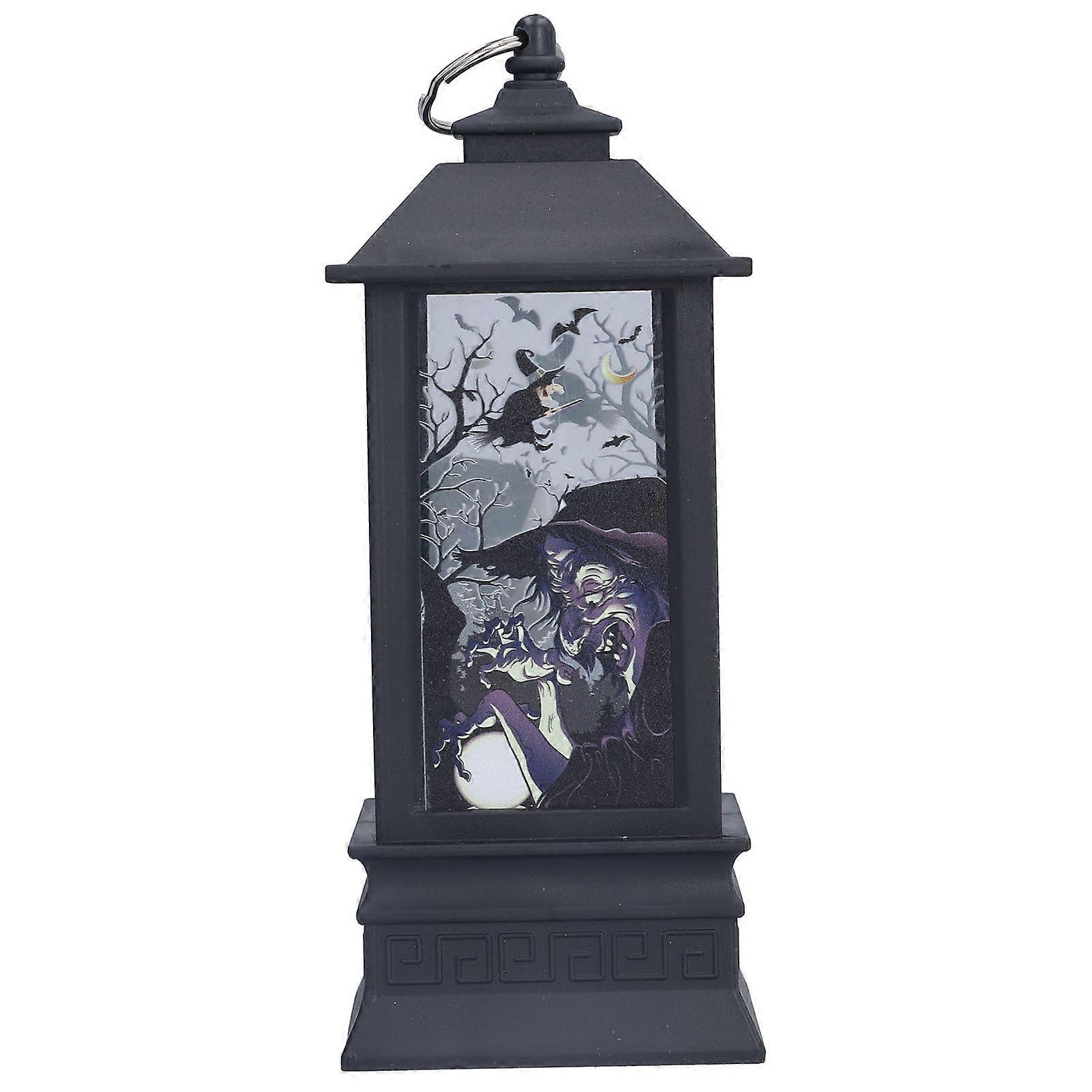 Halloween Lantern LED Witch Pattern Night Light Simulated Candle Flame Light for Party Bar