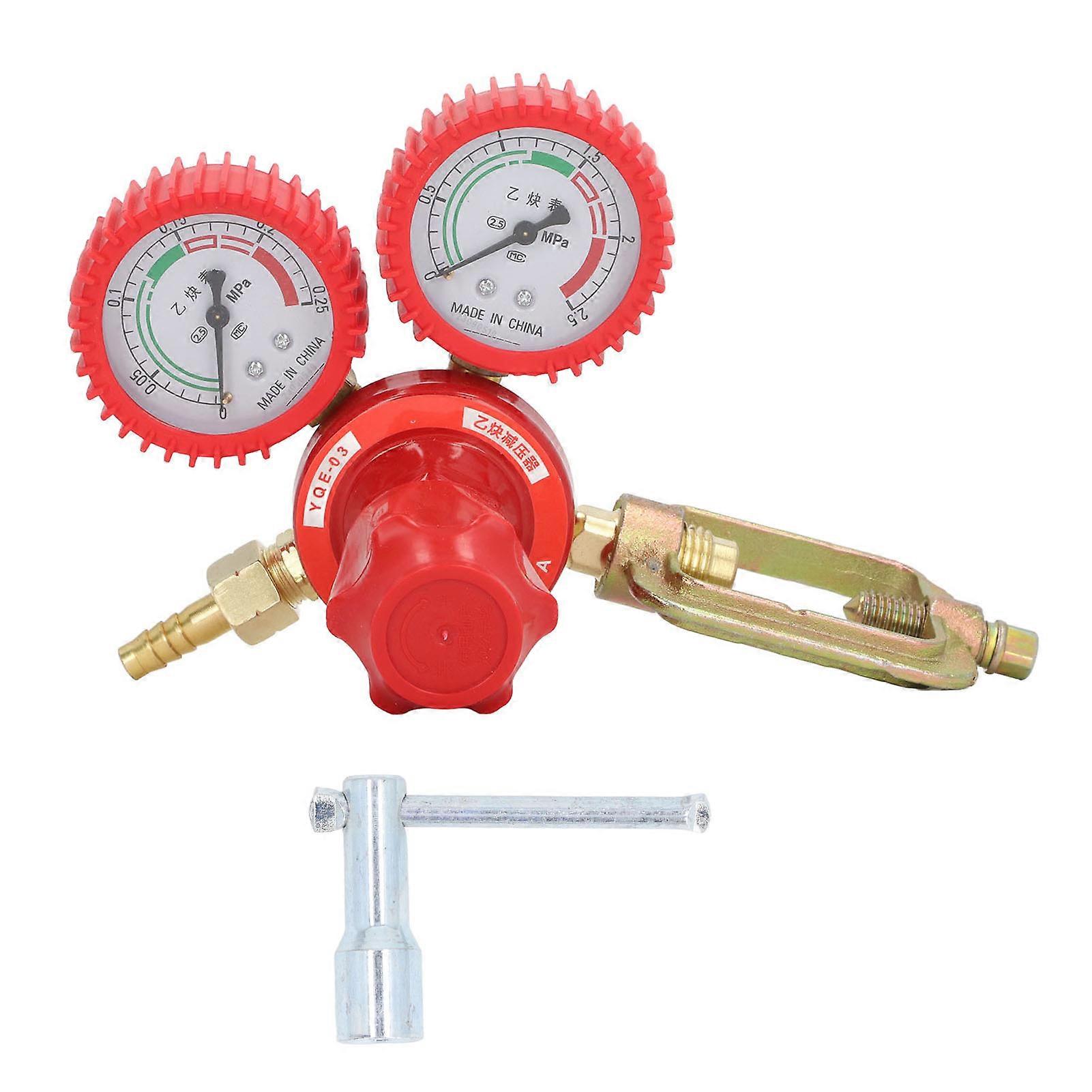 Acetylene Pressure Reducer 8mm Inlet Port Dual Display Shockproof Acetylene Gauge Meter