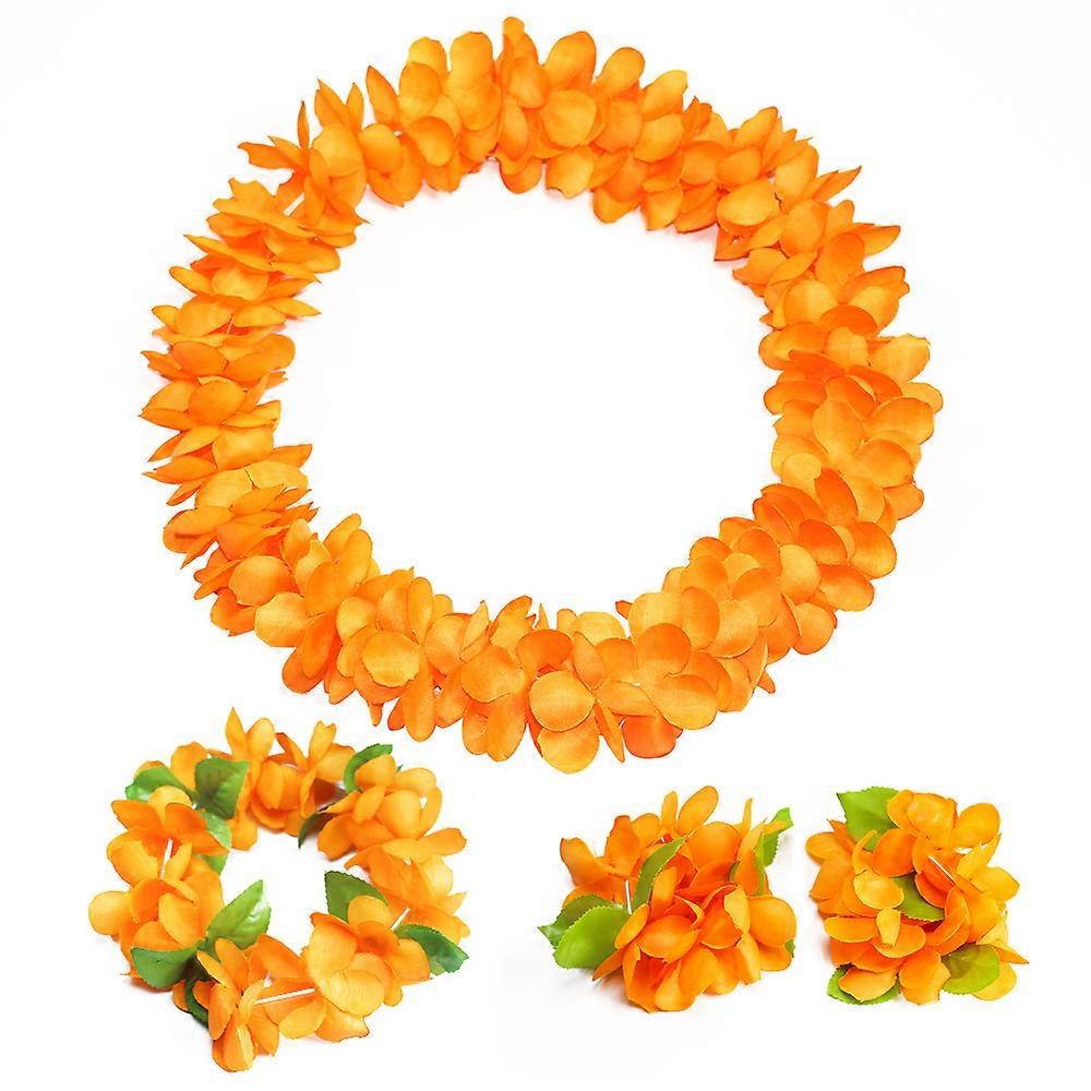 4Pcs Hawaiian Leis με πράσινα φύλλα για πάρτι χορού αποφοίτησης, Photo Prop σε εξωτερικούς χώρους