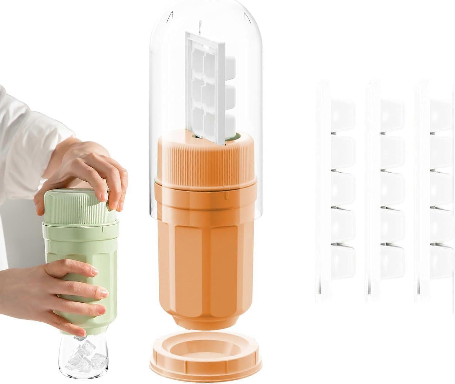 Ice Cube Tray with Dispenser, Rotate to Release Silicone Ice Maker Kit for Freezer | 10 Slots Small Ice Cube Trays for Whiskey Beer Cocktail