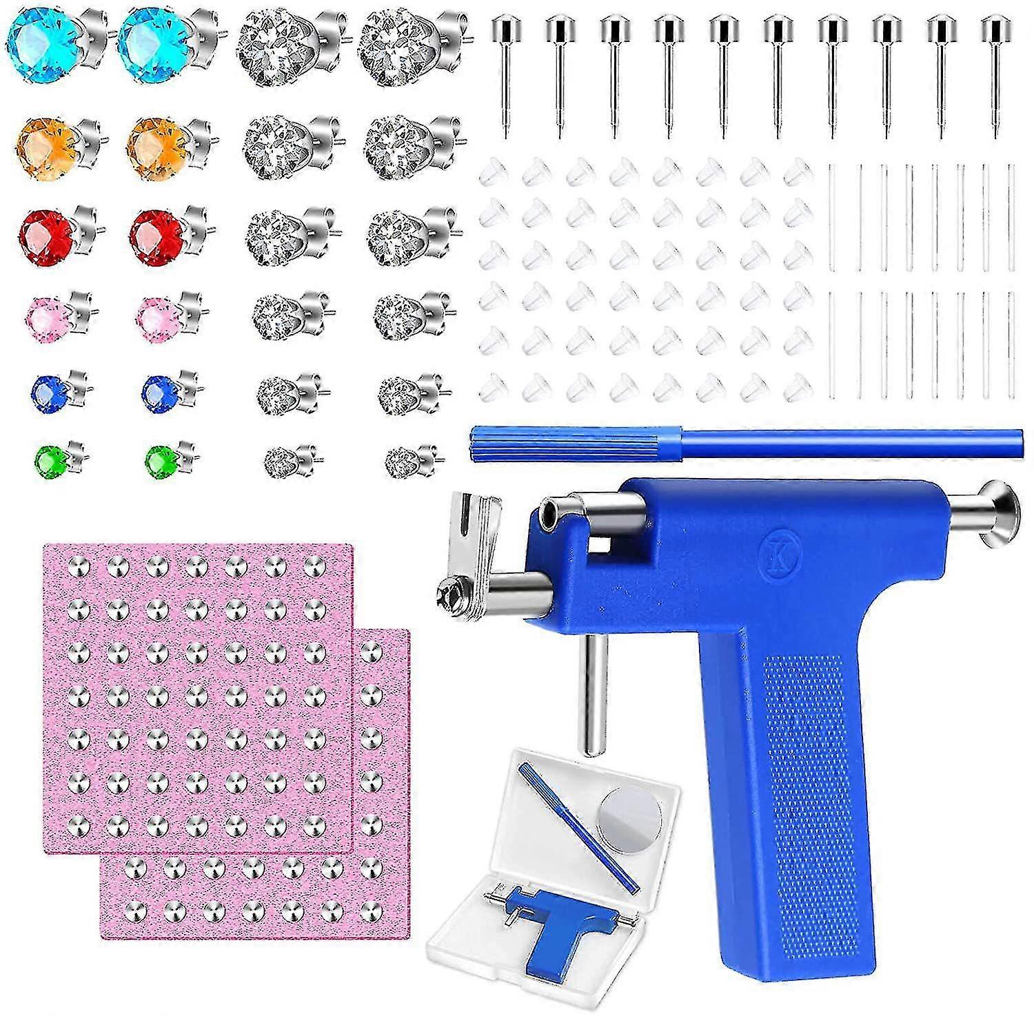 Ear Nose Navel Body Piercing Gun Tools Kits Machine With 98pcs Studs