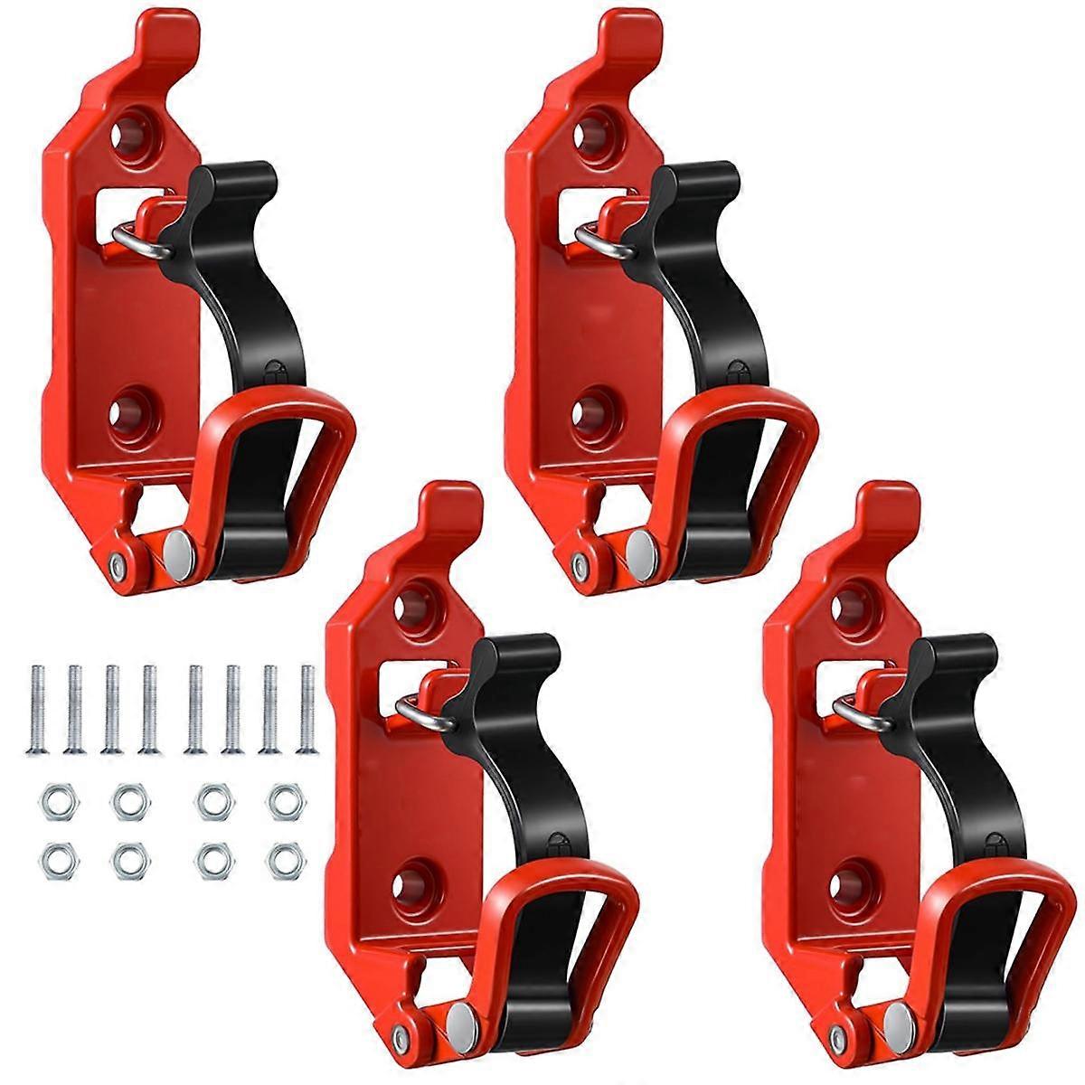 Shovel Mount for Roof Rack, Metal Rubber , Wall Mounting Brackets, Quick Release Holder Mount Kit(4 Pcs) Red