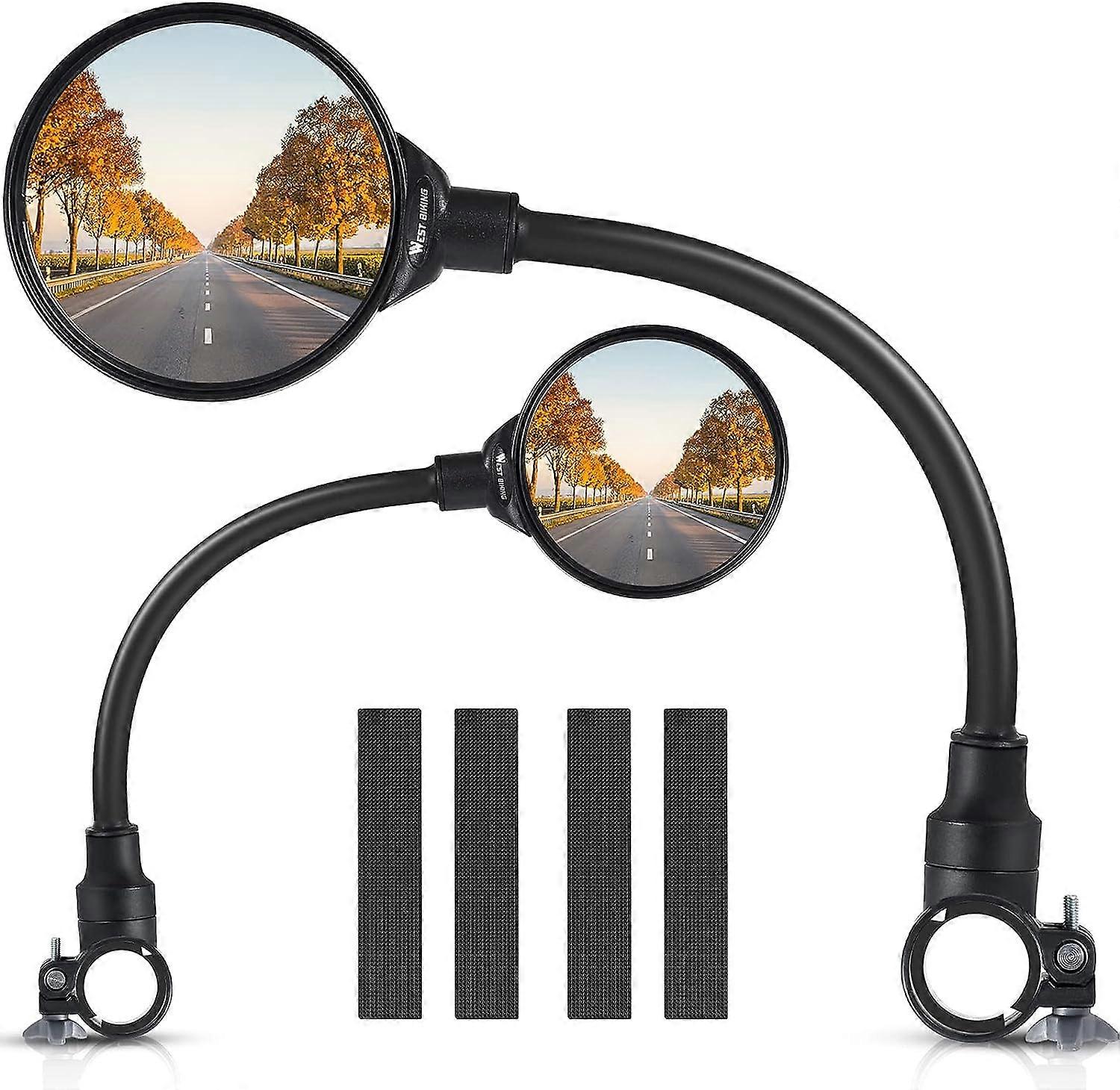 Bike Mirror Handlebar Mount  Adjustable Rotatable Bicycle Rear View Mirror  Wide Angle Acrylic Convex Safety Mirror for Mountain Road Bike