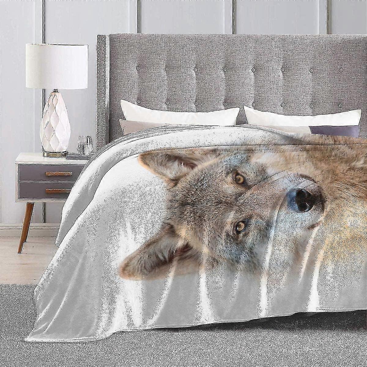 FANSU Plaid Couverture Polaire Flanelle, 3D Loup Imprimé Hiver Chaude Douce Moelleuse Microfibre Couverture De Lit Couvre-lit Jeté De Canapé, Convient Adulte Et Enfant (Exotique,100x150cm