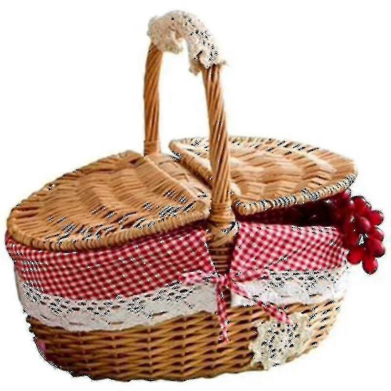 Wicker Basket Wicker Picnic Basket Shopping Storage Hamper And-7