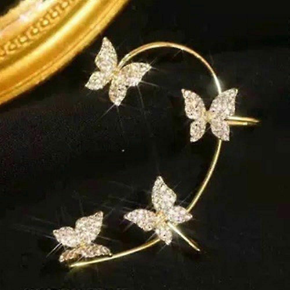 Zircon Butterfly Sparkling Non Piercing Earrings Ear Wrap Ear Cuff