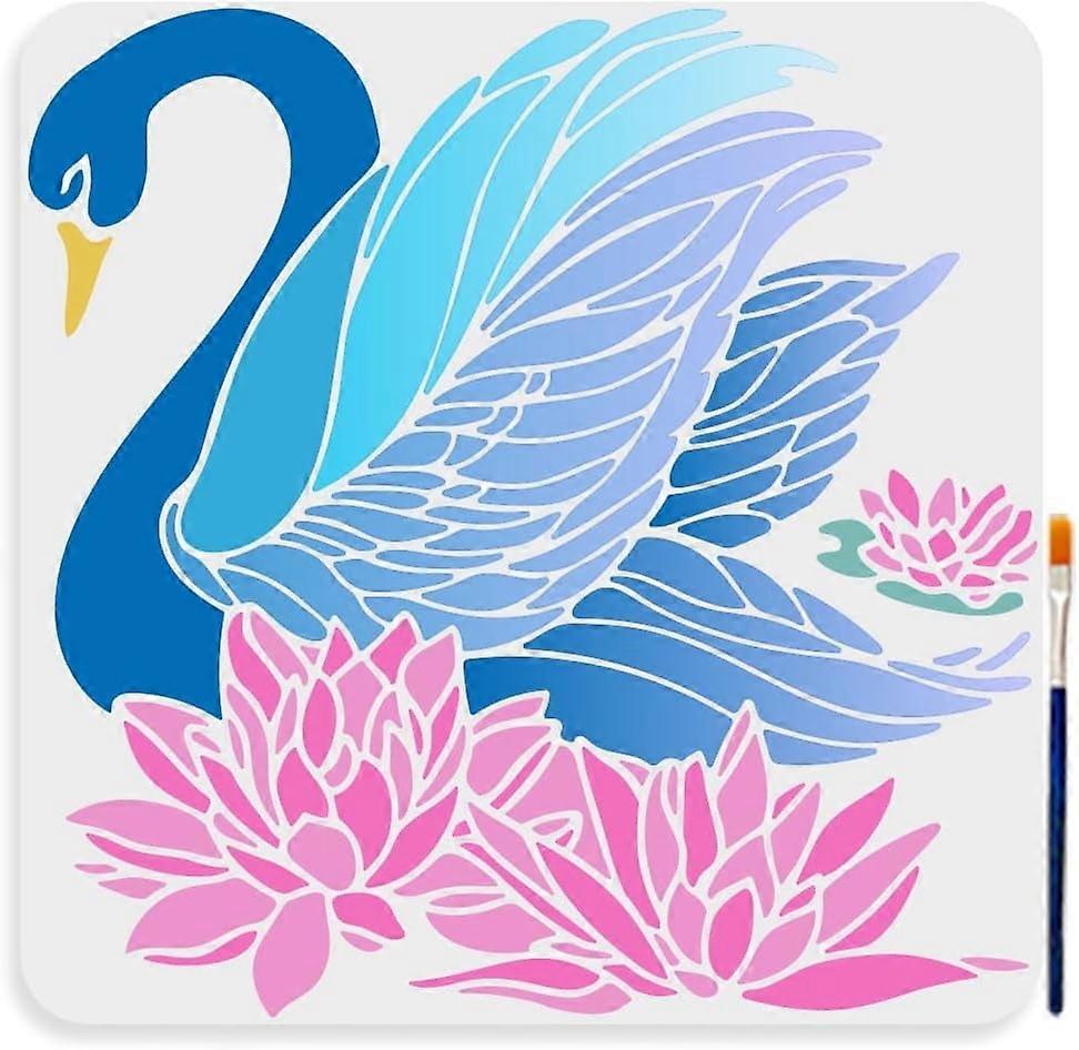 Swan Lotus Flower Stencils 11.811.8inch Large Swan Stencils with Paint Brush