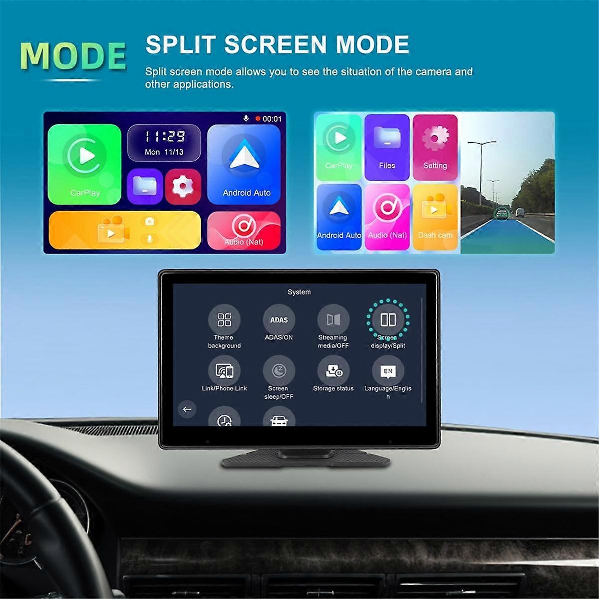10.1Inch Touch Screen Wireless Carplay & Android Auto Portable Car Multimedia Player 4K DVR Dash Ca