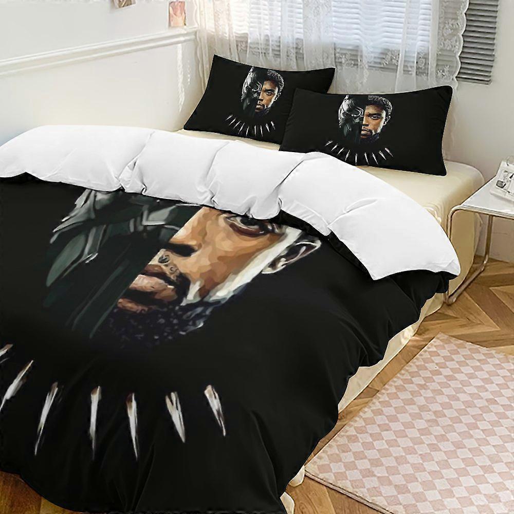 c186 Black Panther Sängkläder Täcken, 3-delat sängkläder Set Mjukt varmt sängset med 1 påslakan och 2 örngott för sovrum hela säsongen hno186