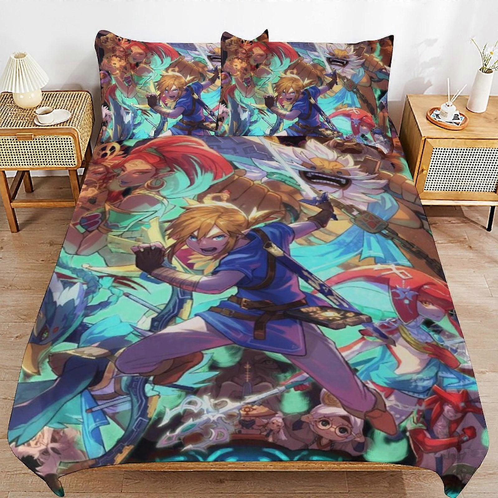 x211 The Legend of Zelda Comforter Set 3 Pieces Quilt Cover Set Soft Bedding Sets for All Seasons (1 Comforter 2 Pillowcases) hb211