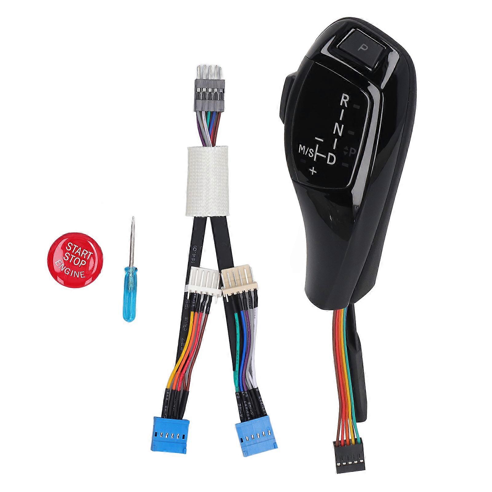 LED Automatic Gear Shift Knob Left Drive Side Red Button Smooth Replacement for X3 E83 2004?2010 Glossy Black