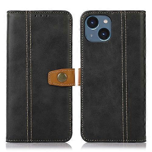 For iPhone 15 Stitching Thread Calf Texture Leather Phone Case